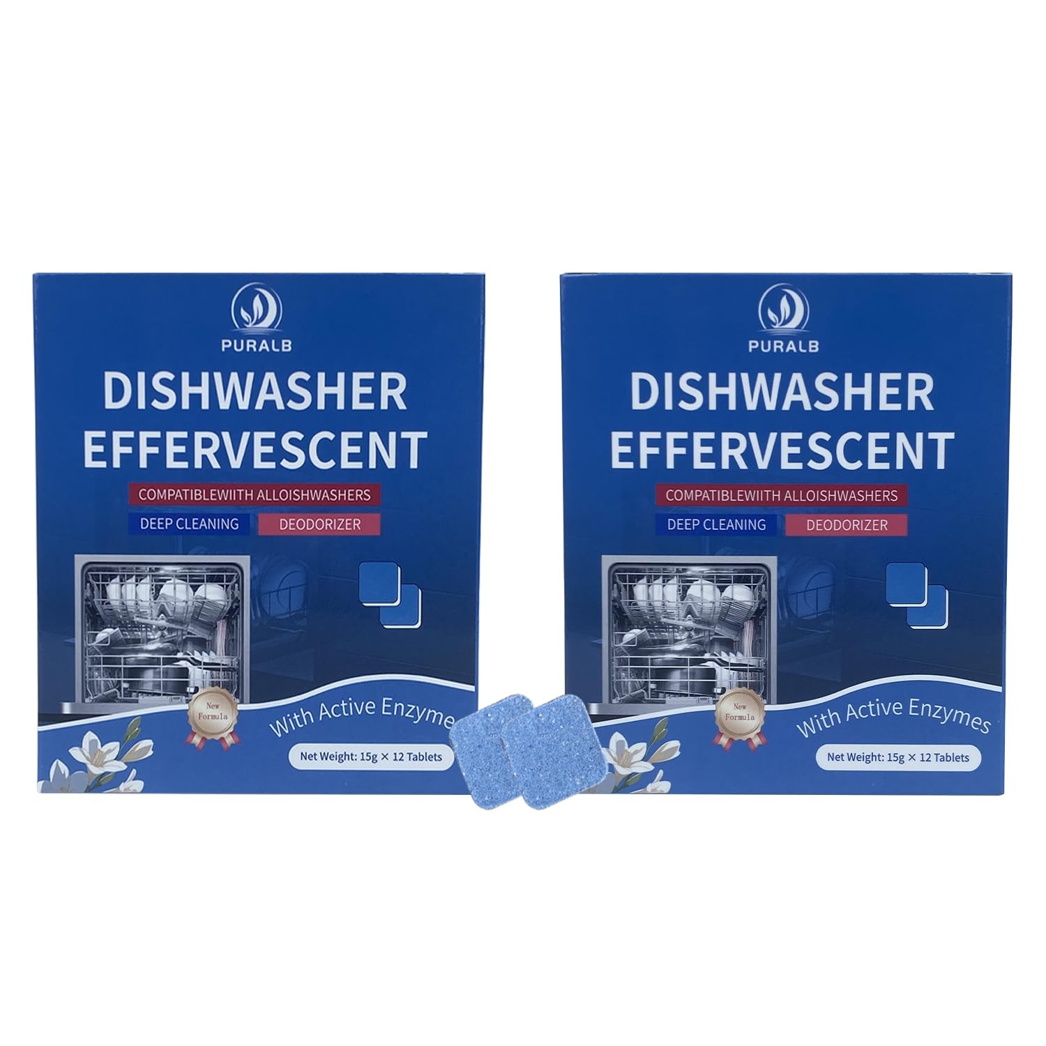 Dishwasher Cleaner Tablets – 24 Tabs (2×12 Pack), 1-Year Supply Heavy Duty Deodo