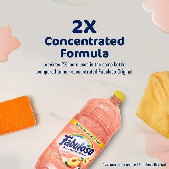 2 Packs Fabuloso 2X Concentrated Multi-Purpose Floor Cleaner Peach 16.9 oz