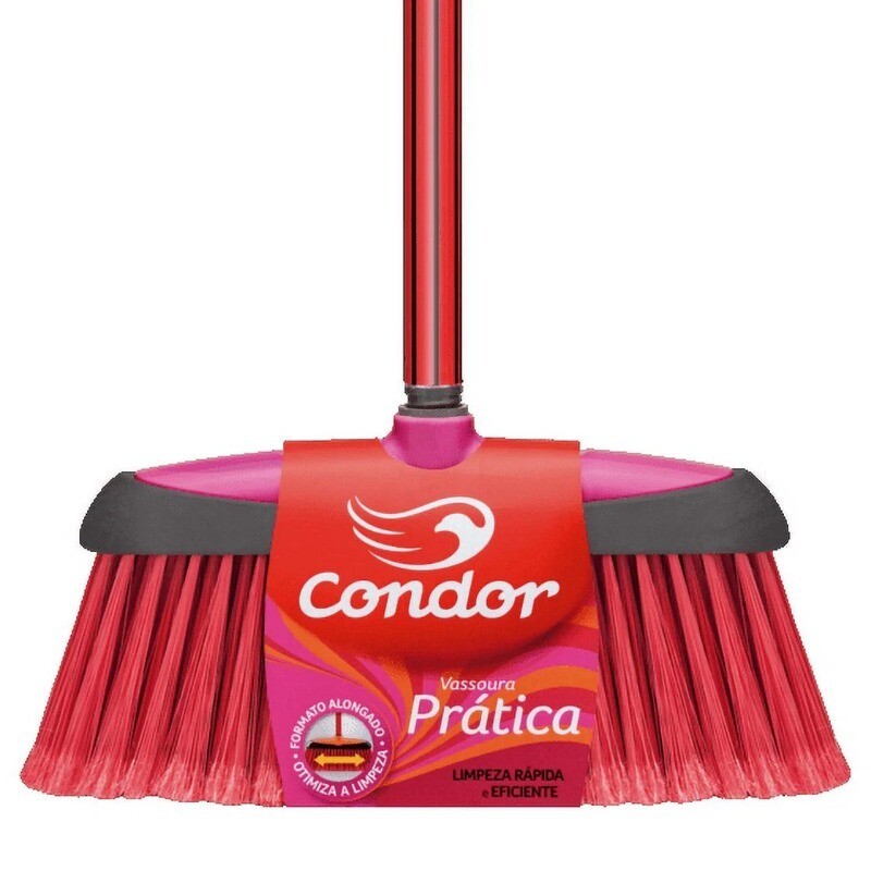 Heavy Duty Plastic Broom Large Sweeping Capacity Long Metal Handle Fine Bristles
