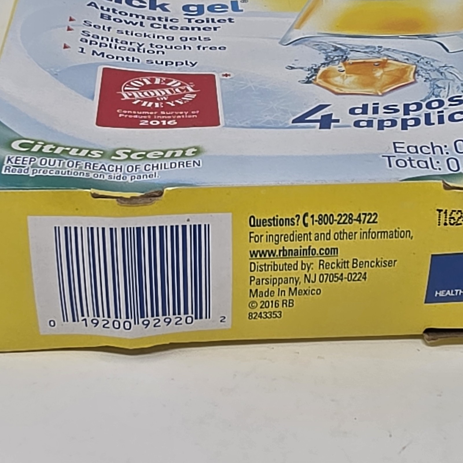 2016 Sealed Lysol Click Gel Automatic Toilet Bowl Cleaner ~ Citrus Scent 4 Count