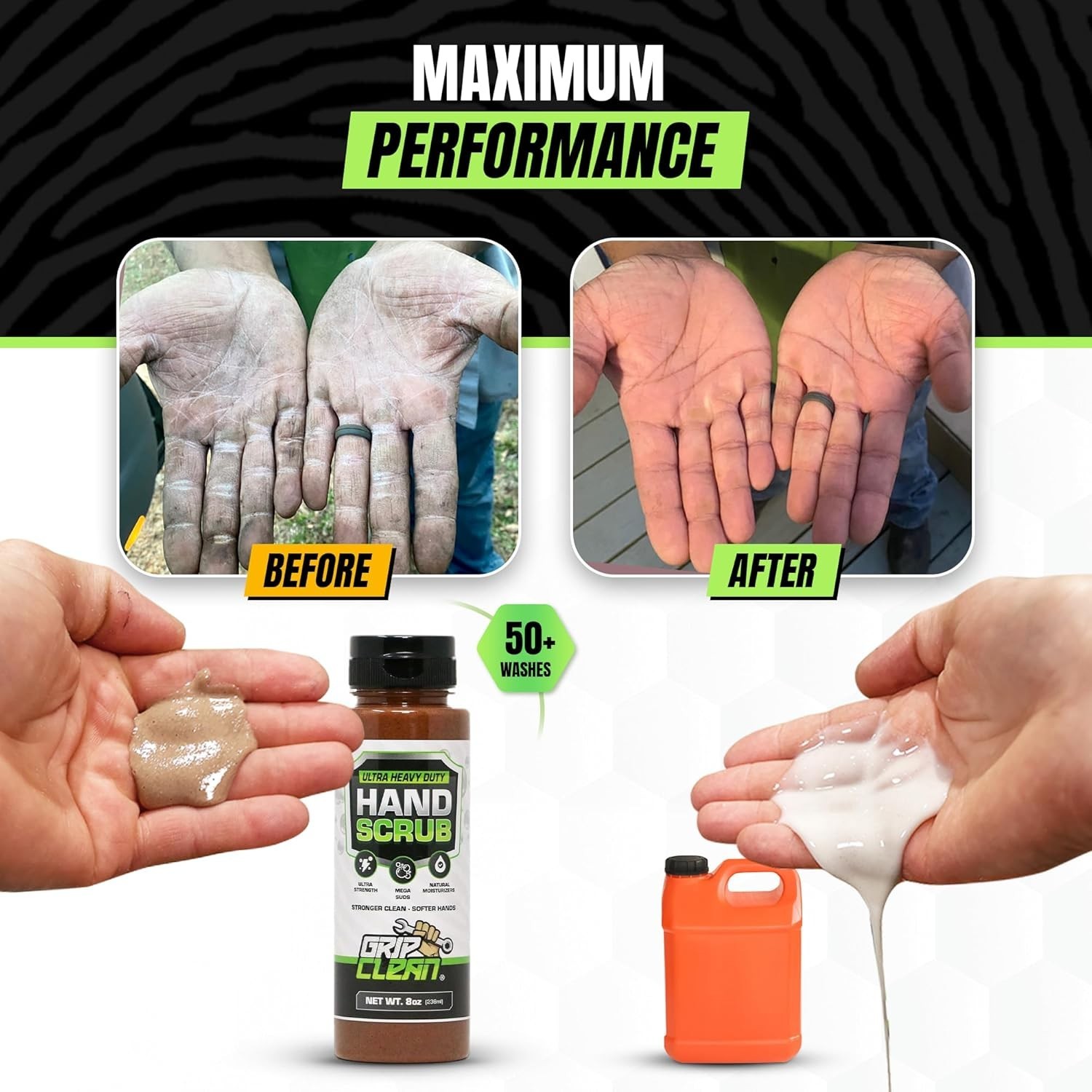 Moisturizing Hand Degreaser – Walnut Shell & Clay, Ideal for Tough Grime, 8 Oz