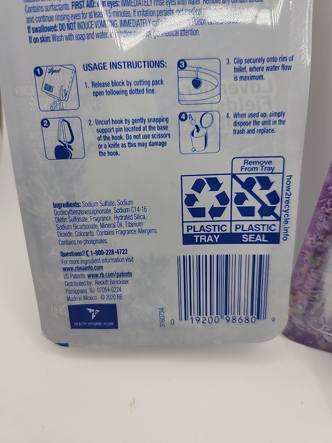 2 Pcs Lysol Hygienic Lavender Field SCENT Automatic Toilet Cleaner Purp Clip On