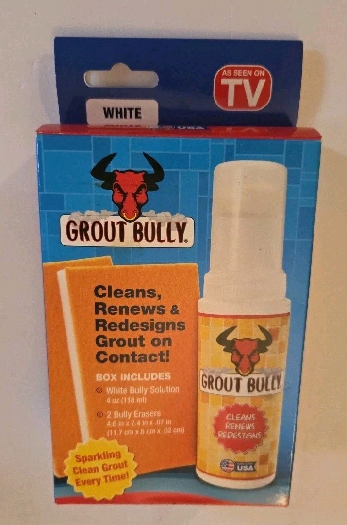 Grout Bully TAN 4OZ Cleaning Solution & 2 Bully Erasers~Clean Grout White COLOR