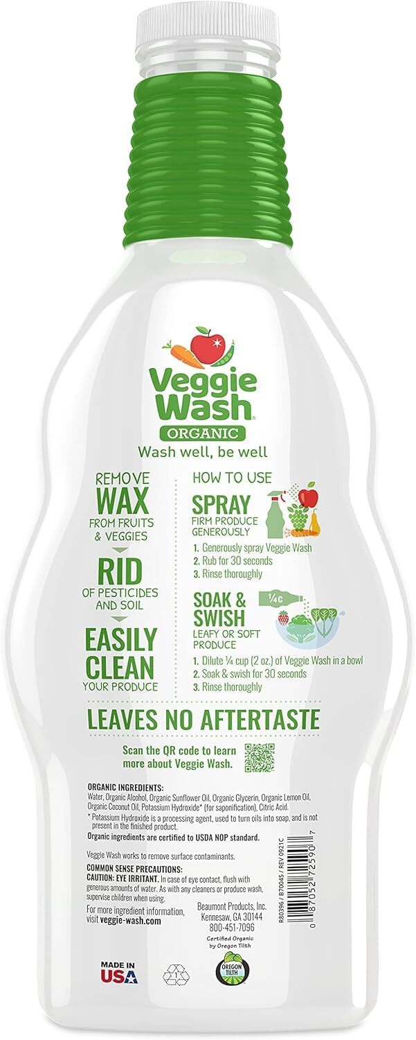 32oz Organic Veggie Wash Bottle USDA Certified Fruit and Vegetable Cleaner