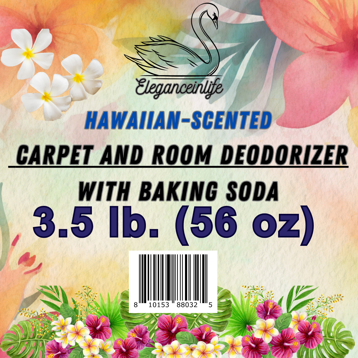Eleganceinlife Hawaiian-Scented Carpet and Room Deodorizer Baking Soda, 3.5 LB.