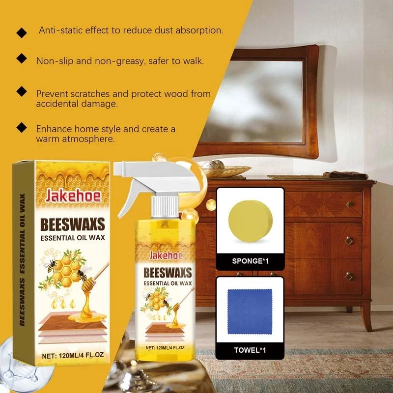 Beeswax Spray Essential Oil Wax,Multi-Purpose Furniture Polish,Wood Care Spray