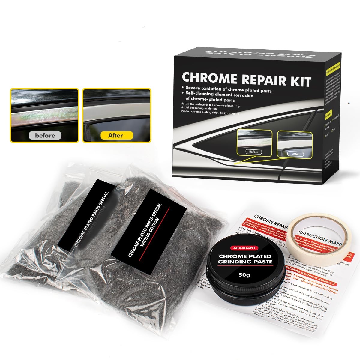 Metal Polish Restorer and Protectant, Chrome Cleaner and Polish for Cars, Remove