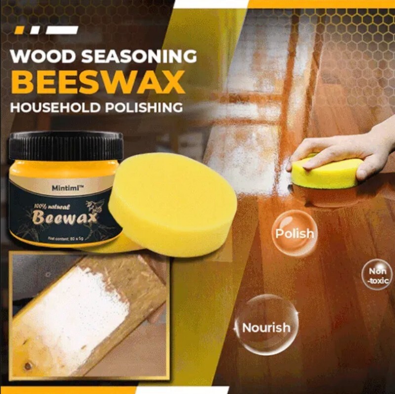 Beeswax Polish Conditioner for Wood Furniture Restorer Wood Wax with Sponges