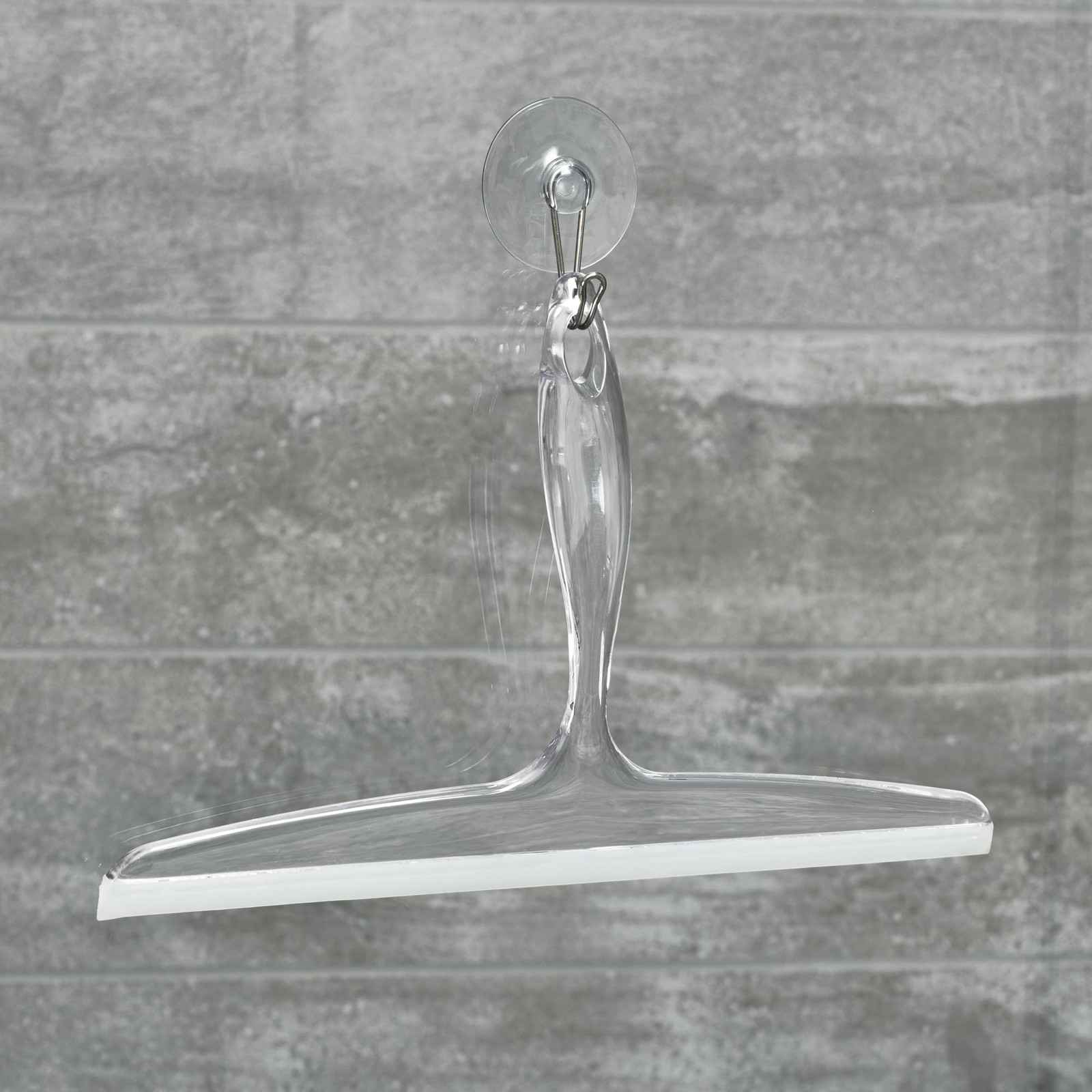 Plastic Bath Squeegee for Glass with Suction Hook Holder – 12″, Clear