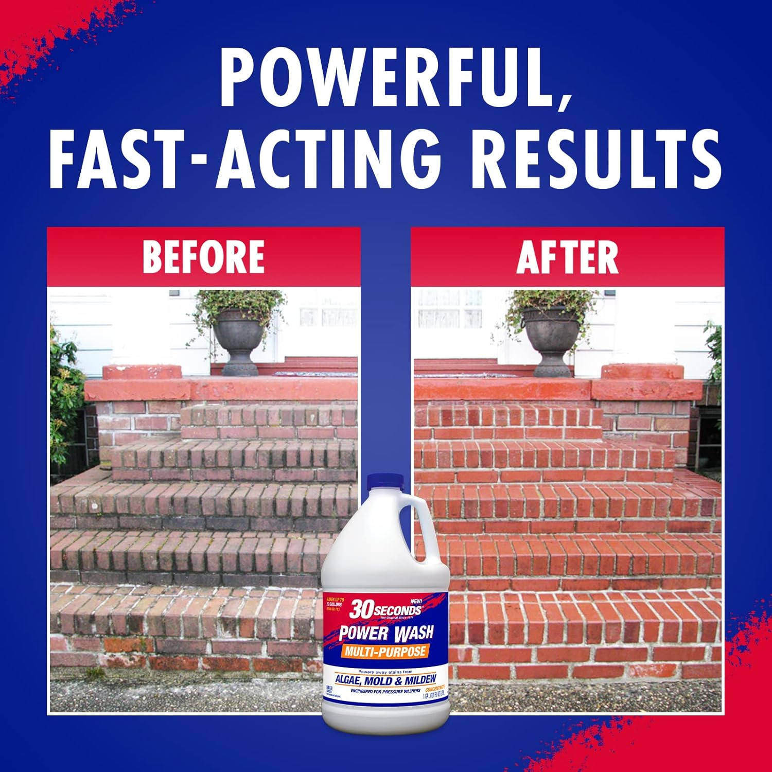 Pressure Washer Concentrated Cleaner – Power Cleans Stains from Algae, Mold & Mi
