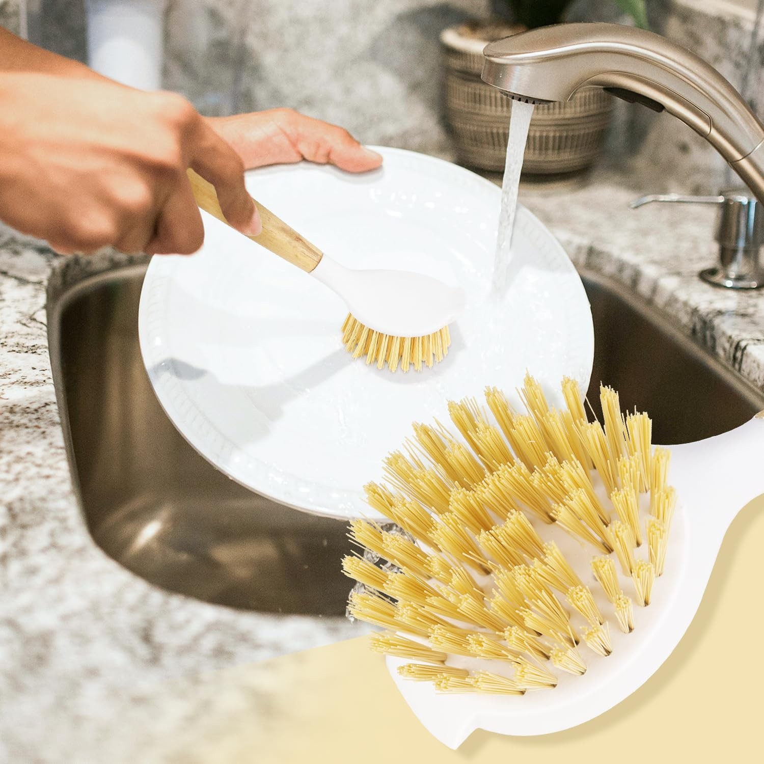 Kitchen Scrub Brushes for Cleaning Dish Brush with Handle for Pans, Pots,Kitchen