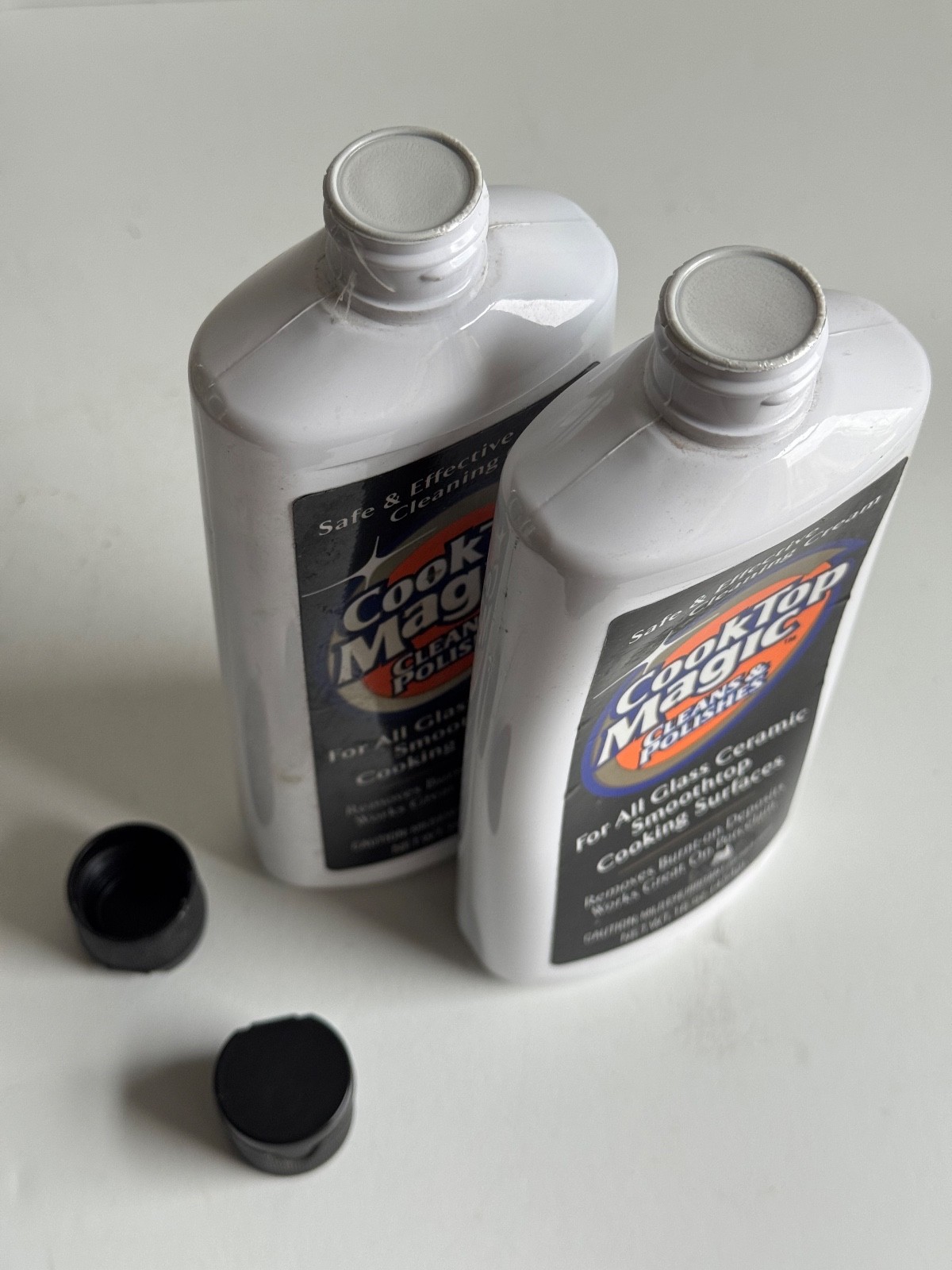 2 Cooktop Magic Glass Ceramic Smoothtop Cleaner White Bottles Black Cap New Seal