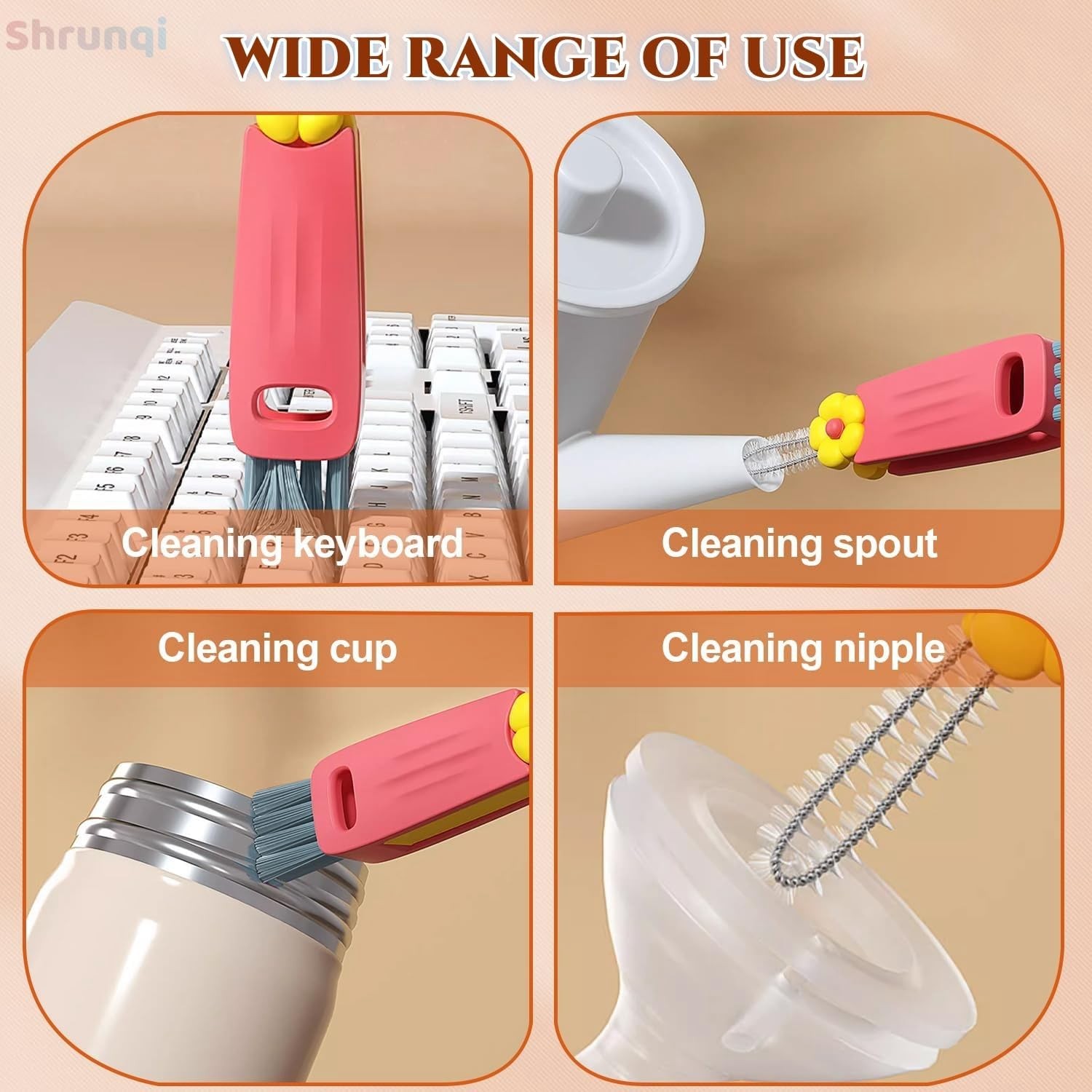 3 in 1 Cup Lid Cleaning Brush 3 in 1 Multifunctional Cleaning Brush Portable Cup