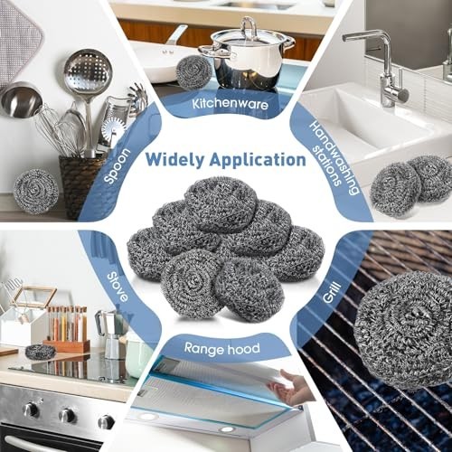 72 Pcs Stainless Steel Scrubber Set – Heavy Duty Steel Wool Scourers for Dishes,