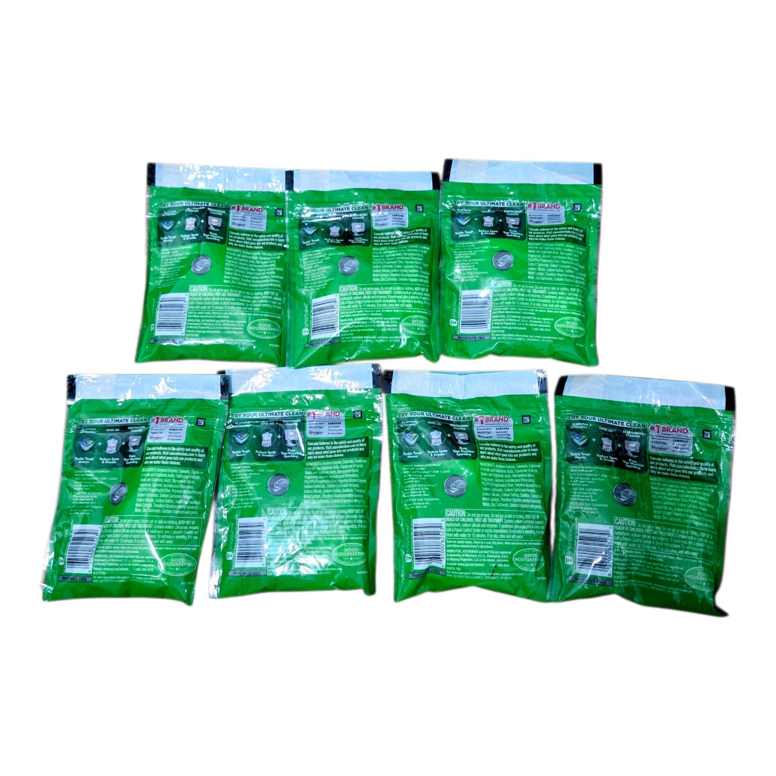 7x Cascade Original Dishwasher Detergent ActionPacs 4ct Trial Size Bags 28 Total