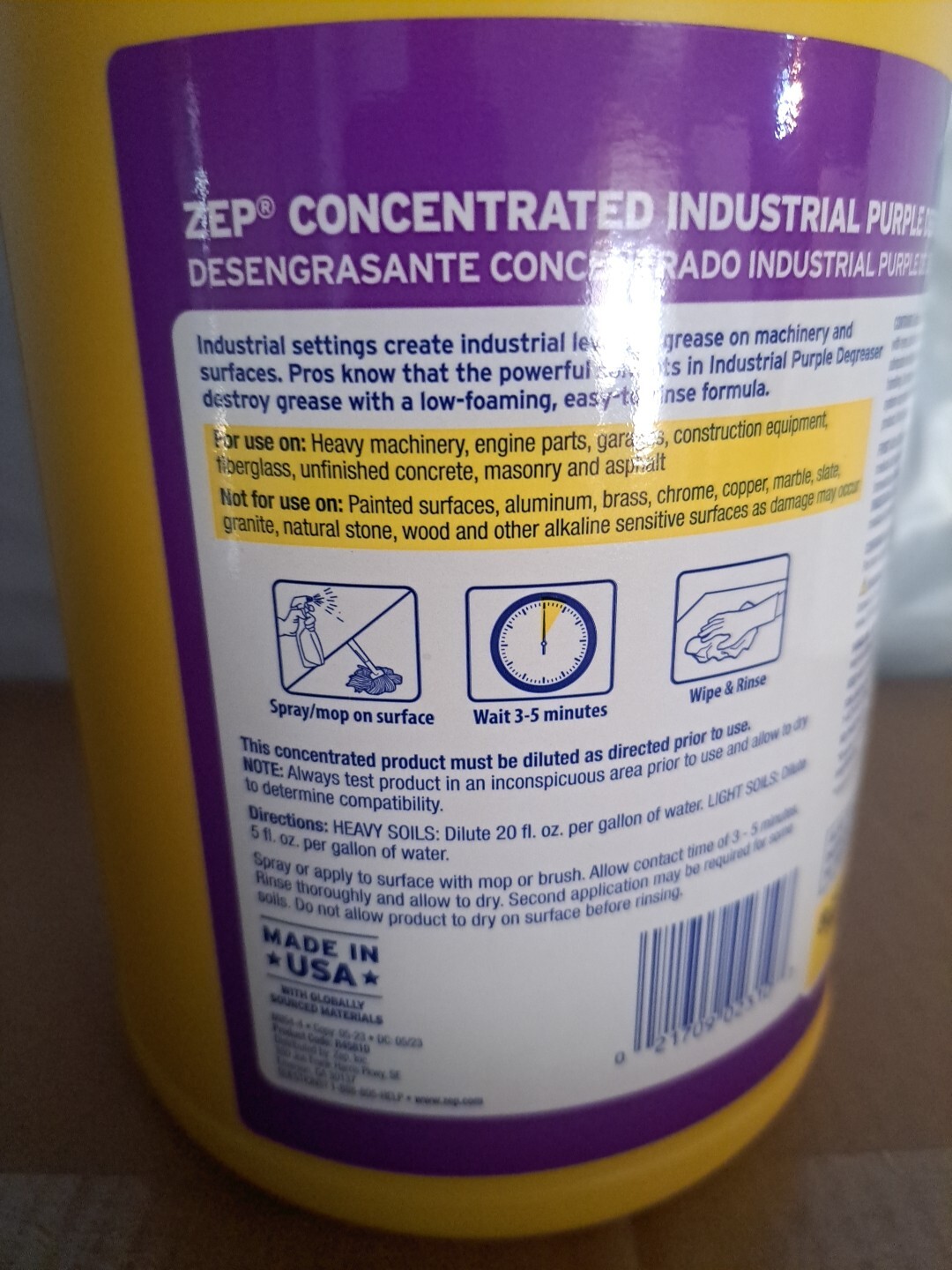 Zep Concentrated Industrial Purple Cleaner & Degreaser Concentrate, 128 oz.