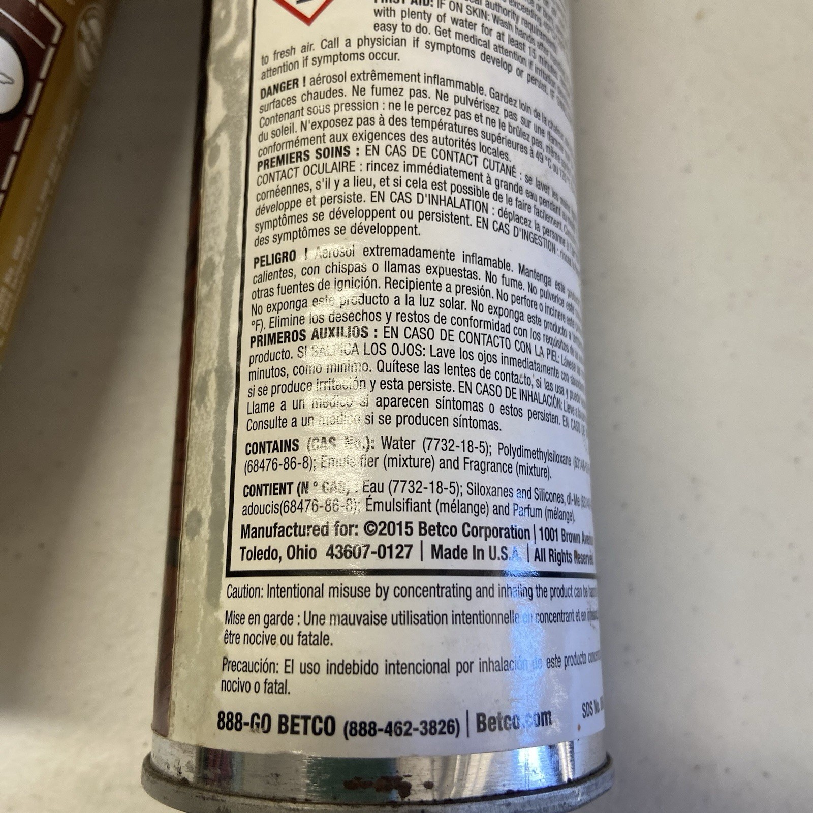 2 Betco Lemon Furniture Polish, Lemon Scent, 19 oz & 17 Aerosol Can 2009/ 2015
