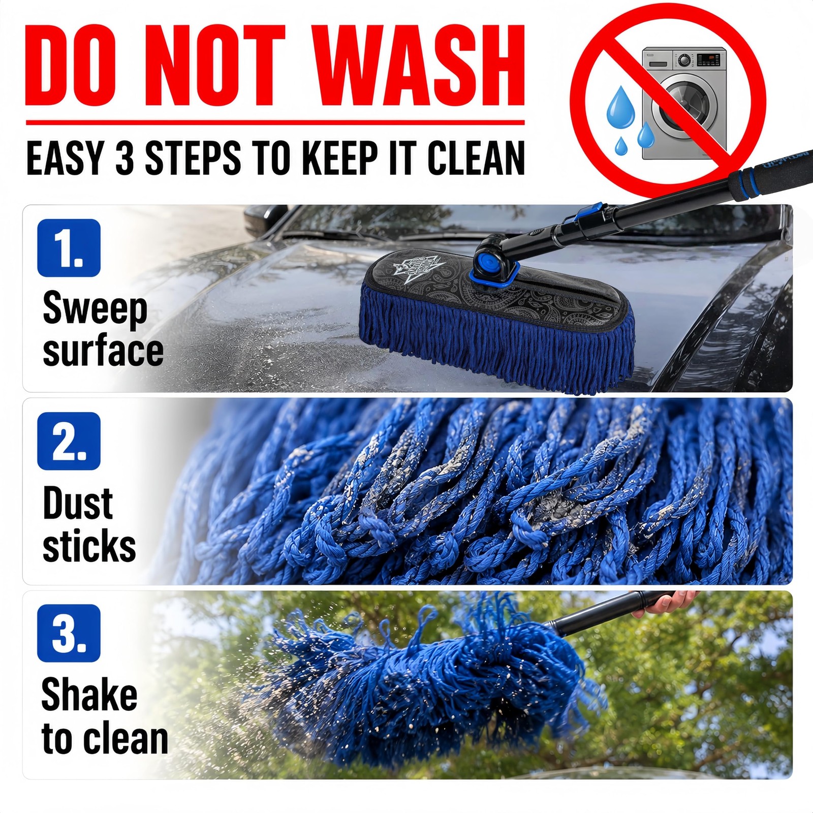 Car Duster Exterior & Interior Duster Aluminum Alloy Extendable Handle and Wa…