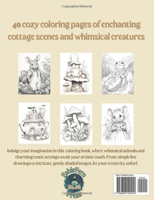 Cottagecore Creatures and Cozy Scenes Coloring Book: A Coloring Book for Kids an