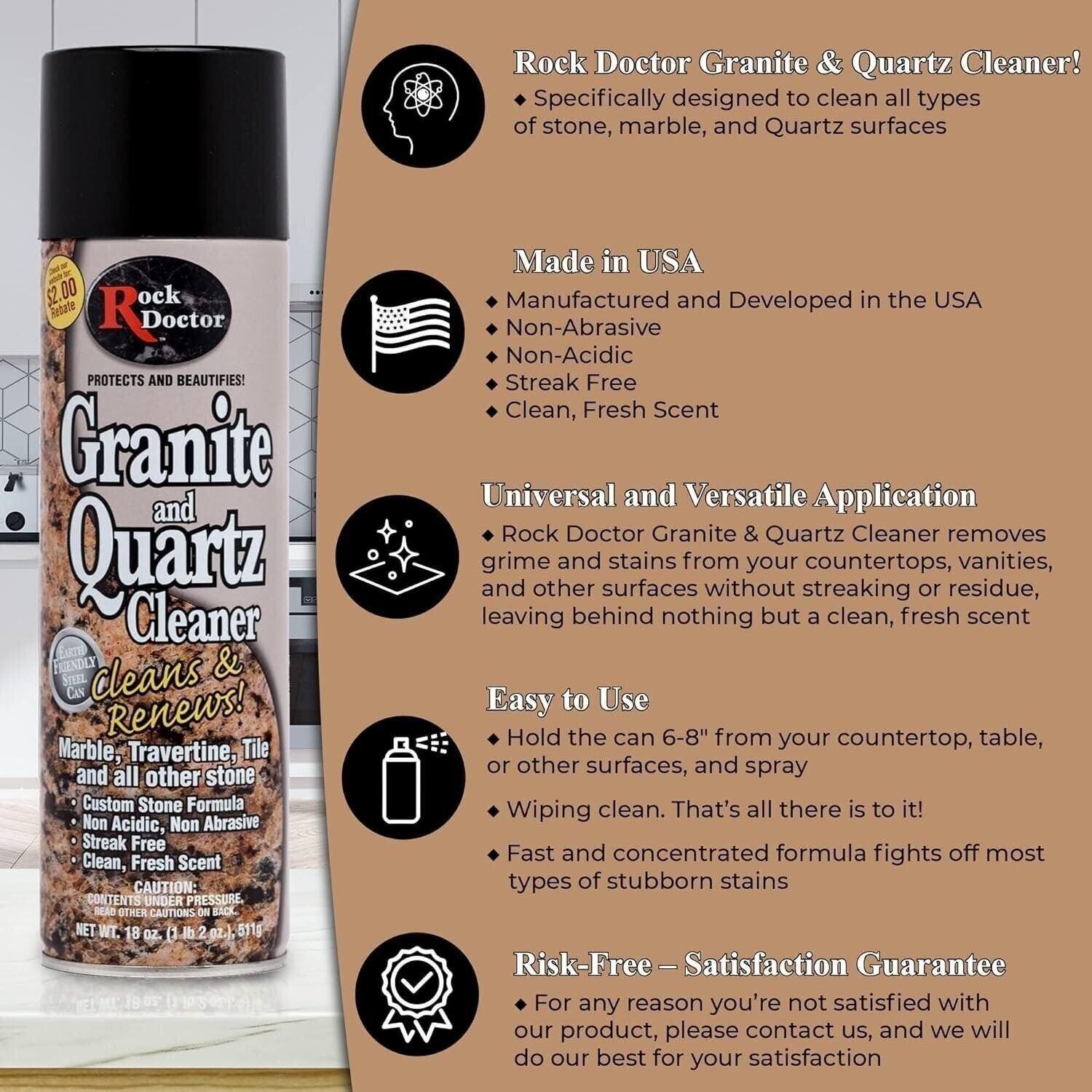 Rock Doctor Granite Cleaner –Cleans & Renews Surfaces –(18 oz) Surface…