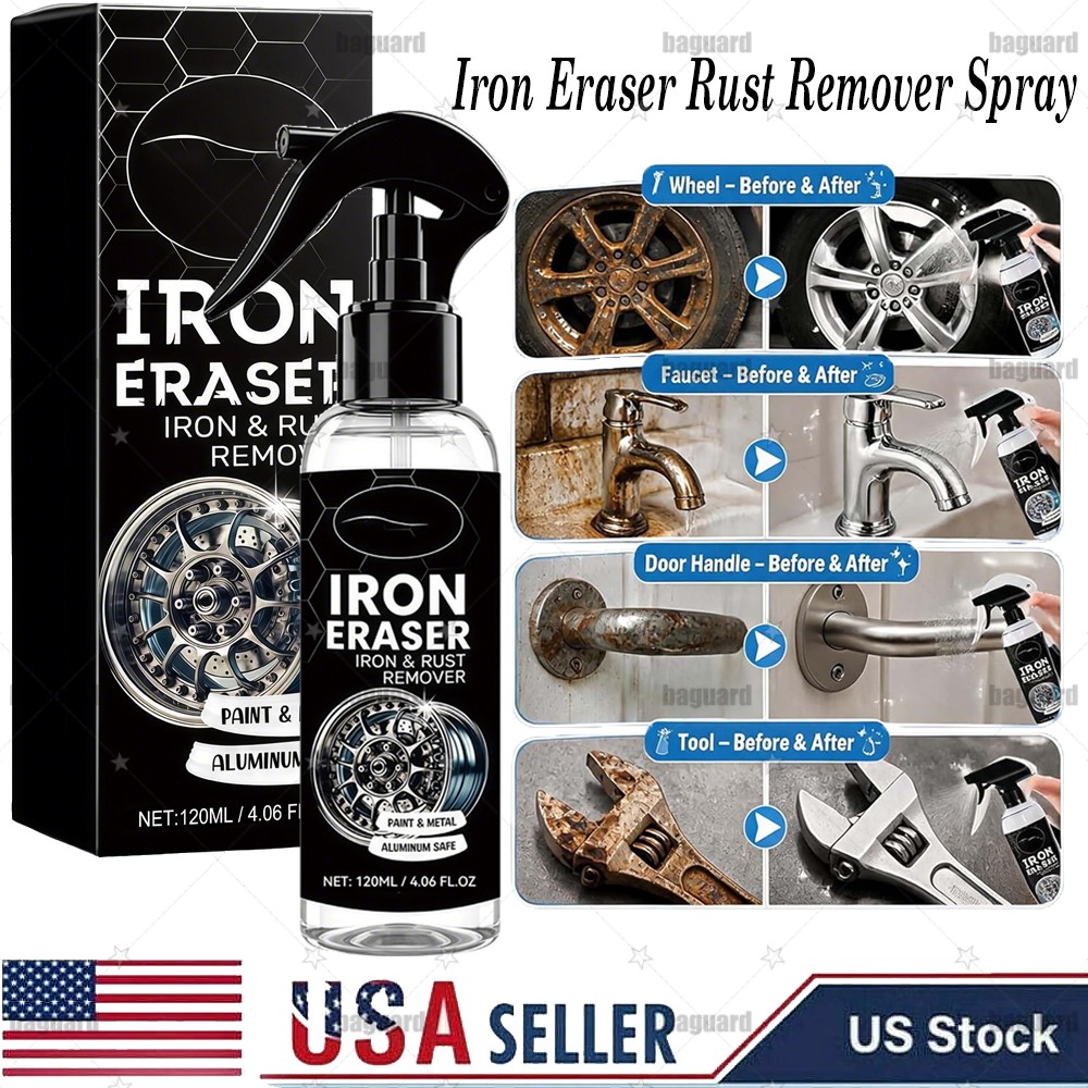 Iron Eraser Rust Remover Spray, Car Wheel Paint Brake Dust Fast Cleaner 120ML US