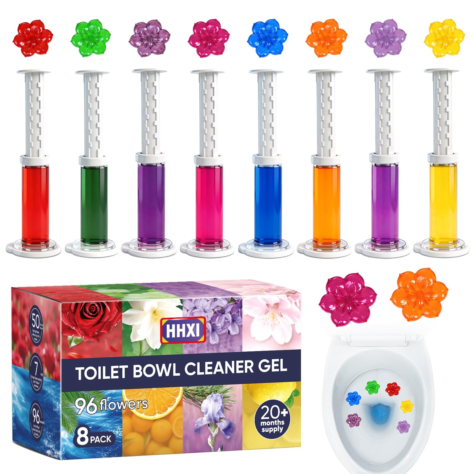 8 Pack Stamp, Bowl Cleaner , 8 Scents Flower Shaped, Long-Lasting Bathroom Fr…