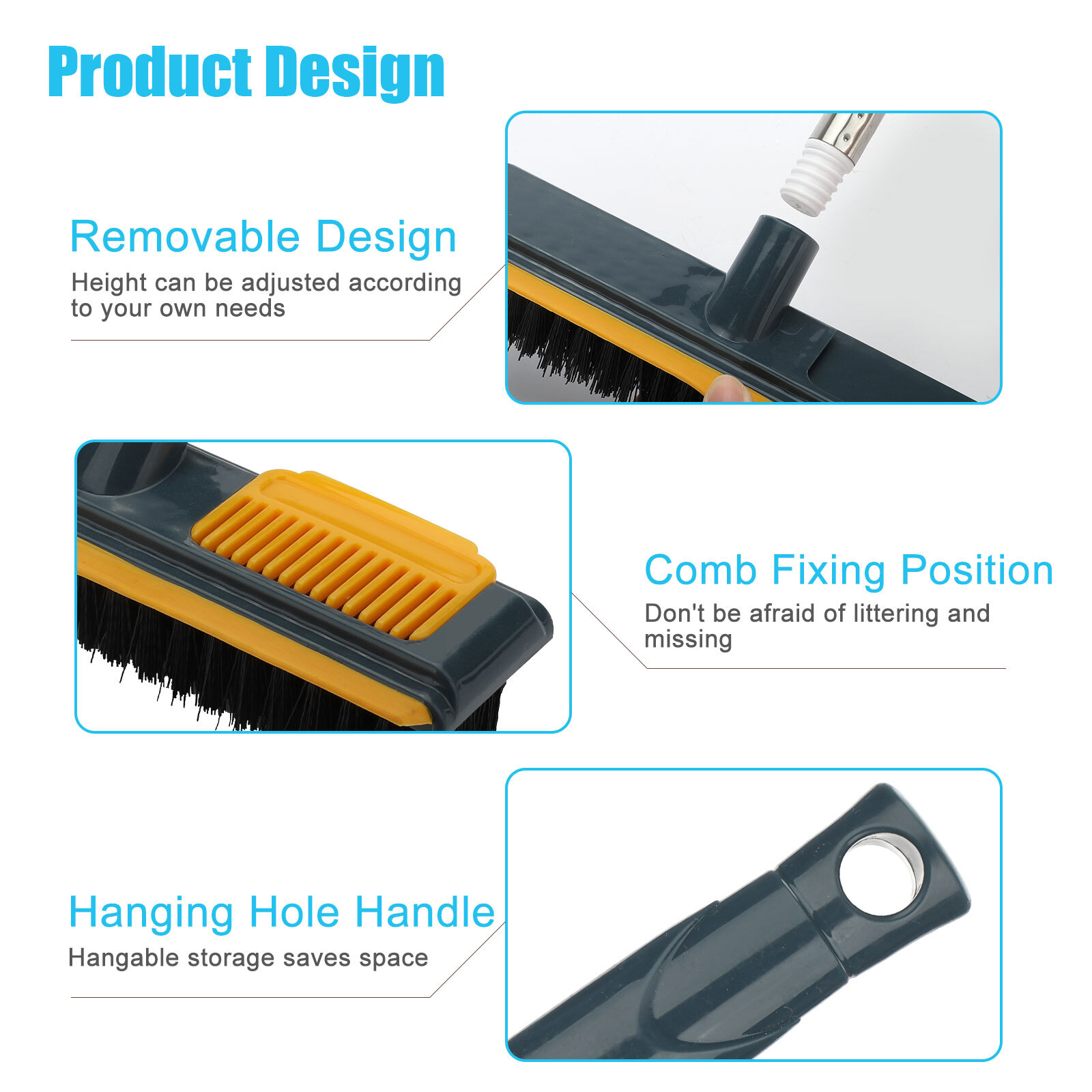 2 In 1 Long Handle Cleaning Tile Brush Floor Scrubber Broom with Stiff Bristles