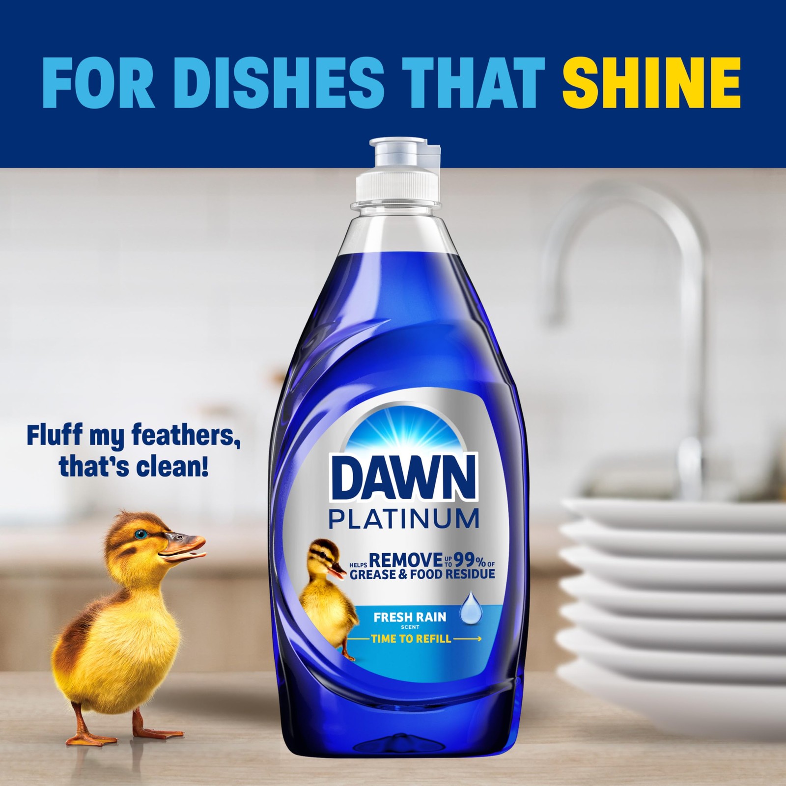 Platinum Dish Soap Fresh Rain Scent Liquid Dishwashing Detergent, Powerful Di…