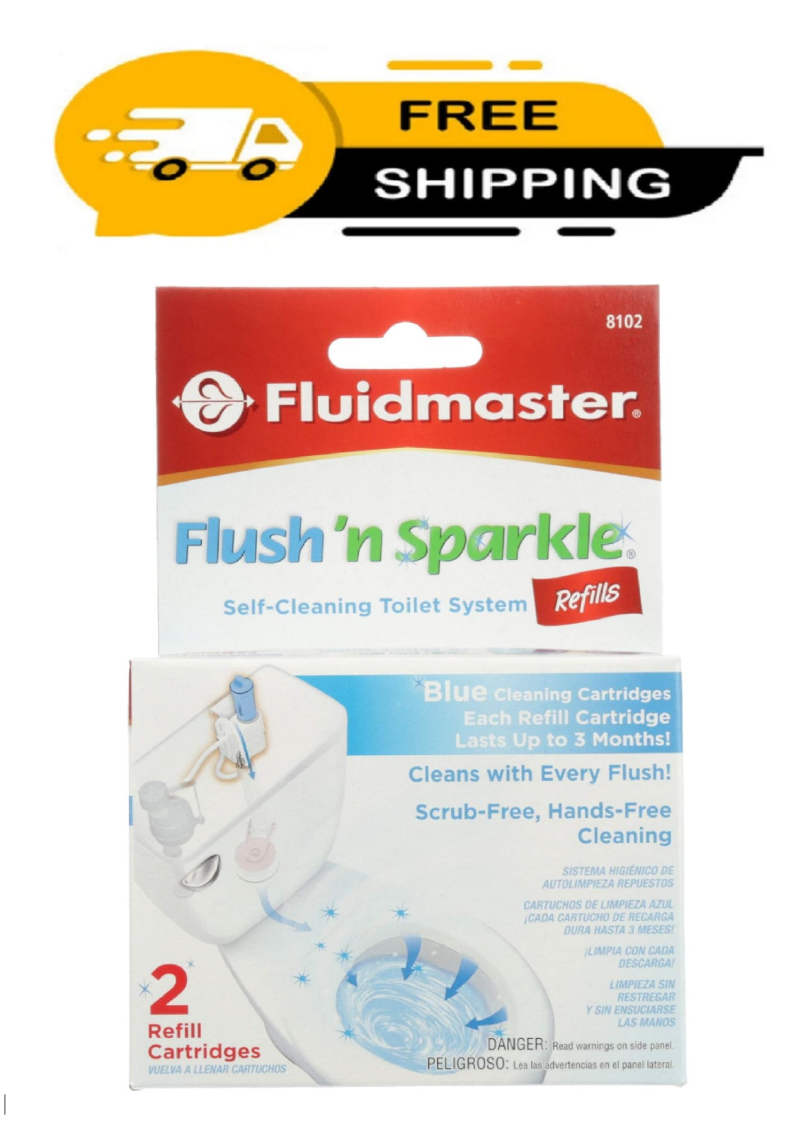 Fluidmaster 8102P8 Flush ‘N Sparkle Automatic Toilet Bowl Cleaning System Refill