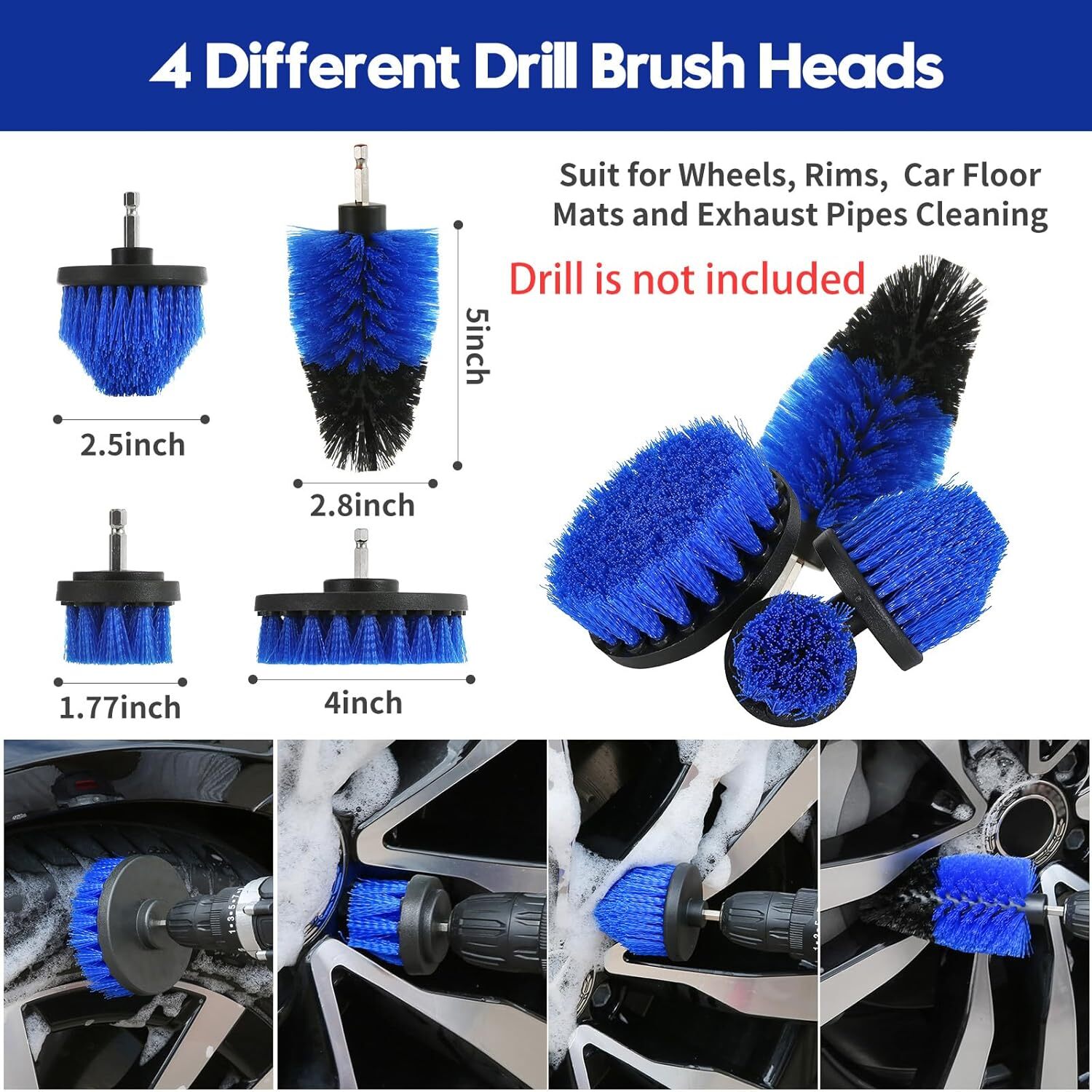 34PCS Car Detailing Kit Brush Set Interior Exterior Cleaning Tool – Blue