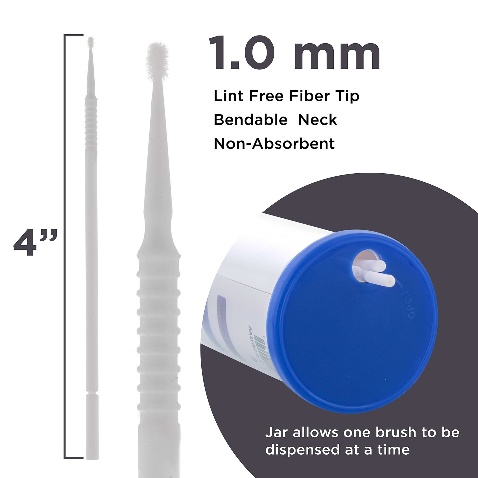 100 Paint Touch up Brushes, Disposable Micro Brush Applicators, White with Fine