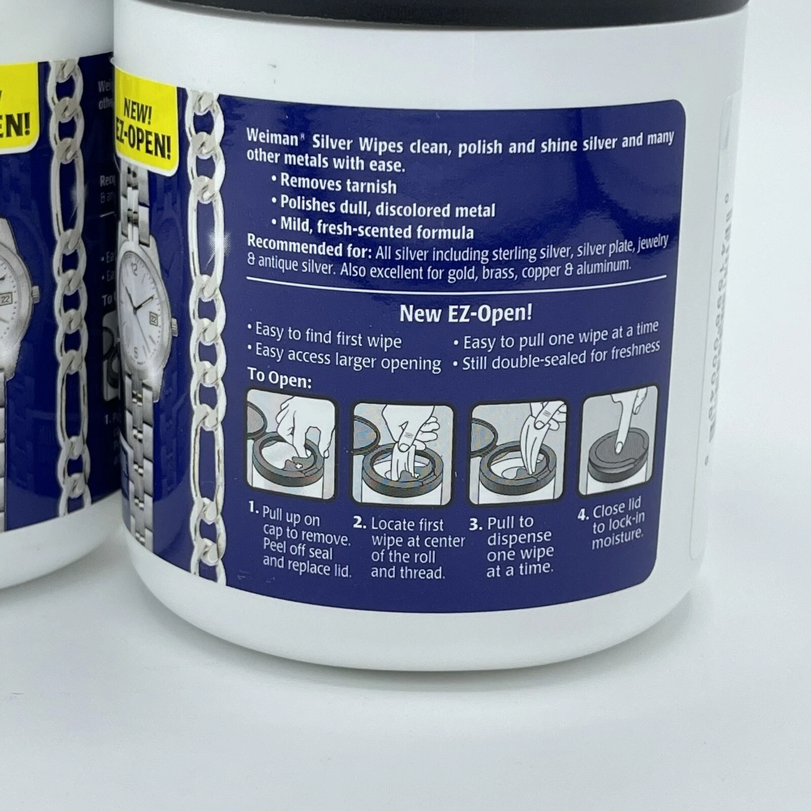 2 Pack Weiman Jewelry GOLD BRASS SILVER WIPES Polish Removes Tarnish 20ct each