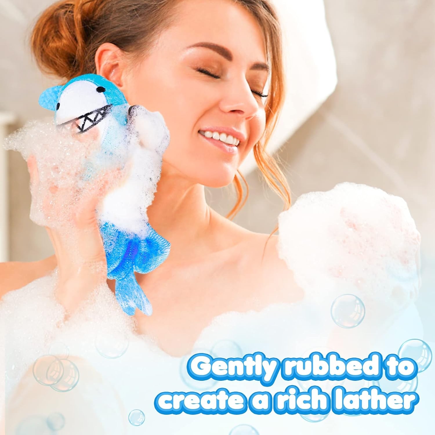 Bath Loofahs Animal Bath Spon for Bathing, Kids Loofah Bath Pouf Body