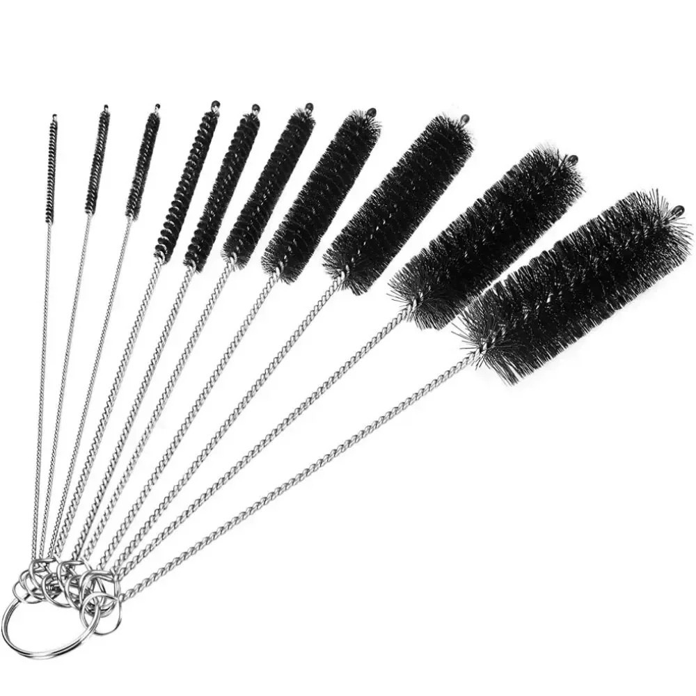 US Nylon Straw Brush Cleaner Bottle Tube Pipe Small Long Cleaning 10Pcs Set