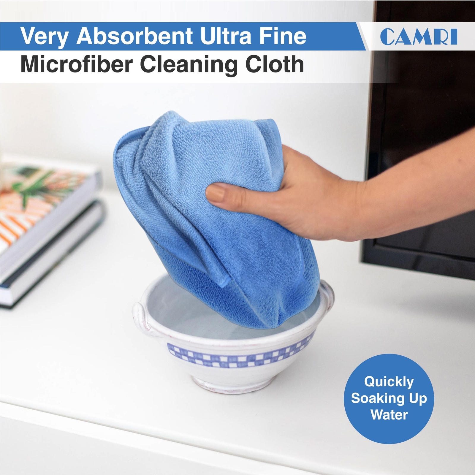CAMRI Microfiber Towel Cleaning Cloth – Pack of 12, Size 12.6” x 12.