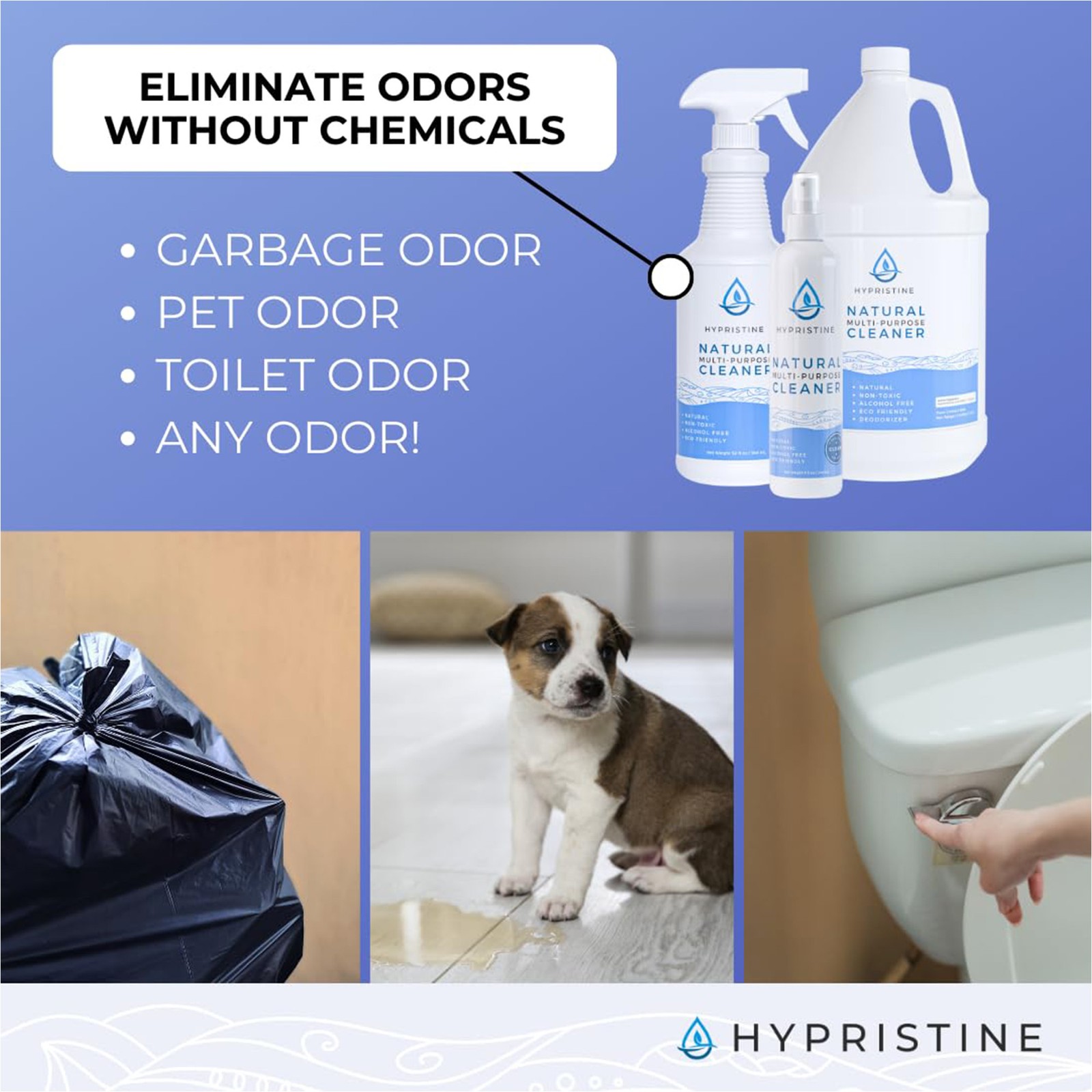 Hypristine Natural Multipurpose Surface Cleaner, 32 fl oz Spray Bottles, 1 Pack