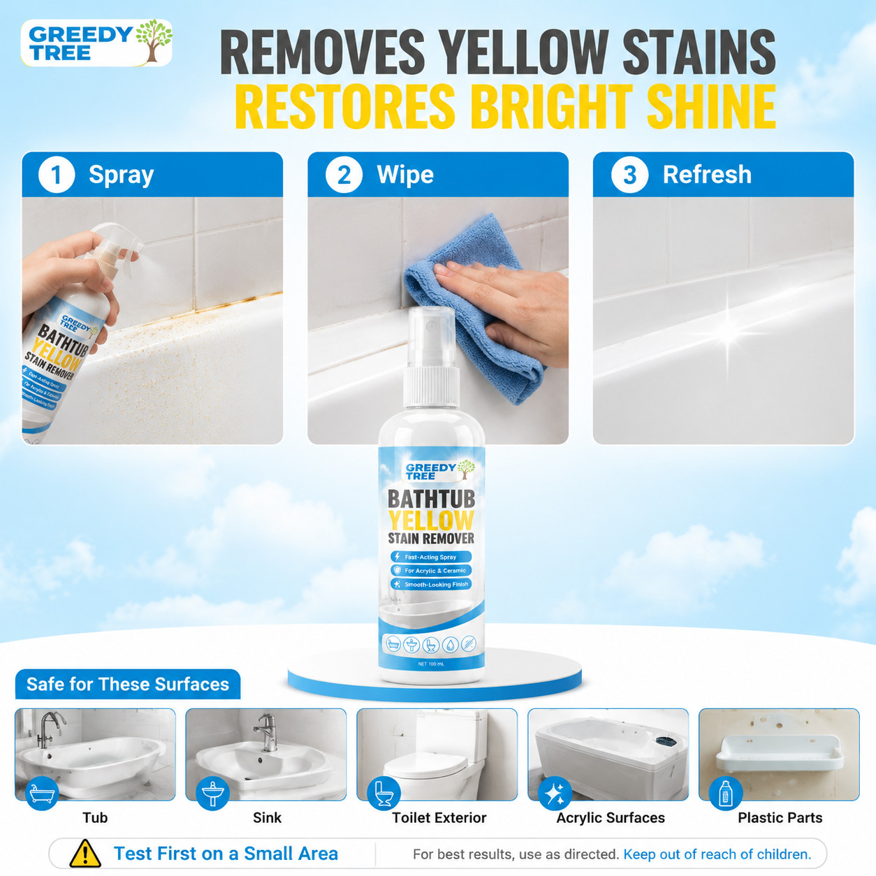 Toilet And Sink Yellow Stain Cleaner Spray For Bathroom Touch Ups