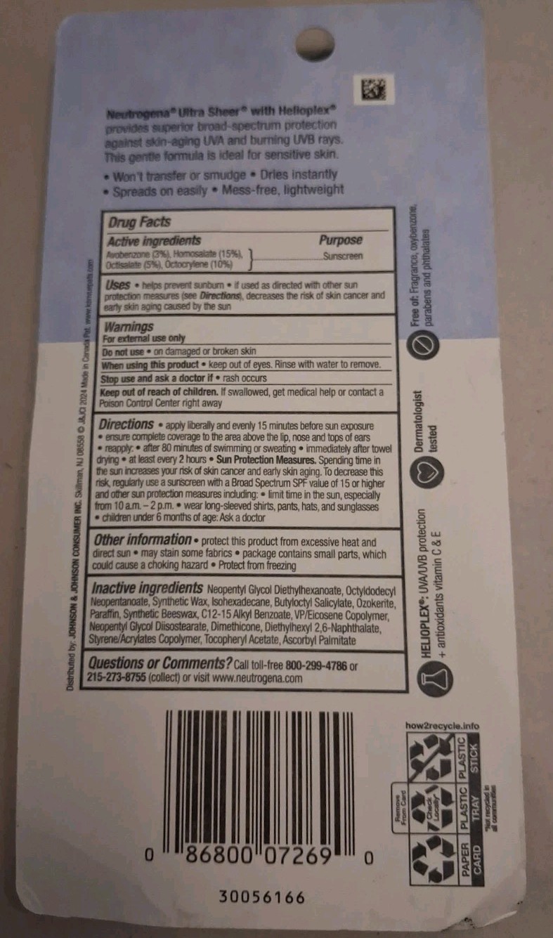 4 Count Neutrogena SPF 60 Ultra Sheer Face Sunscreen Stick Invisible Non-Greasy