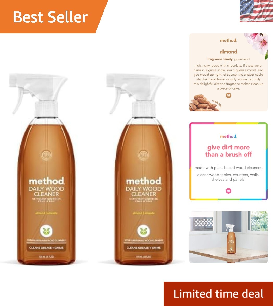 328 oz Total of Plant-Based Daily Wood Cleaner – Almond Scent for All Surfaces
