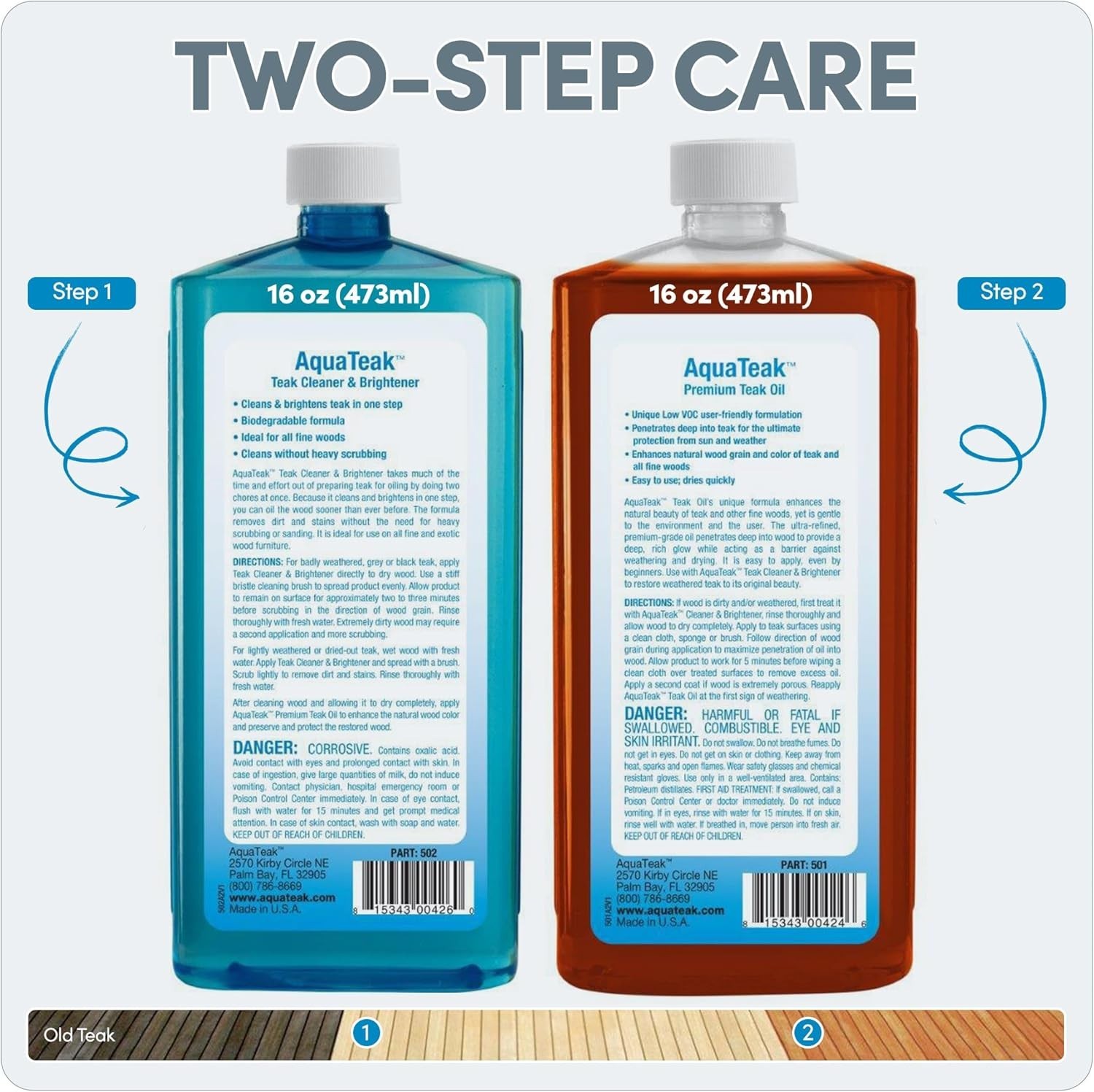 Wood Restoration Duo – 6oz Teak Cleaner and Oil for Stunning Furniture Revamp