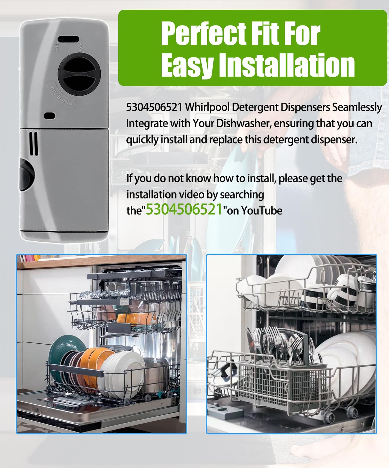 5304506521 Dishwasher RinseAid soap Dispenser Parts,Replacement for Frigidair…