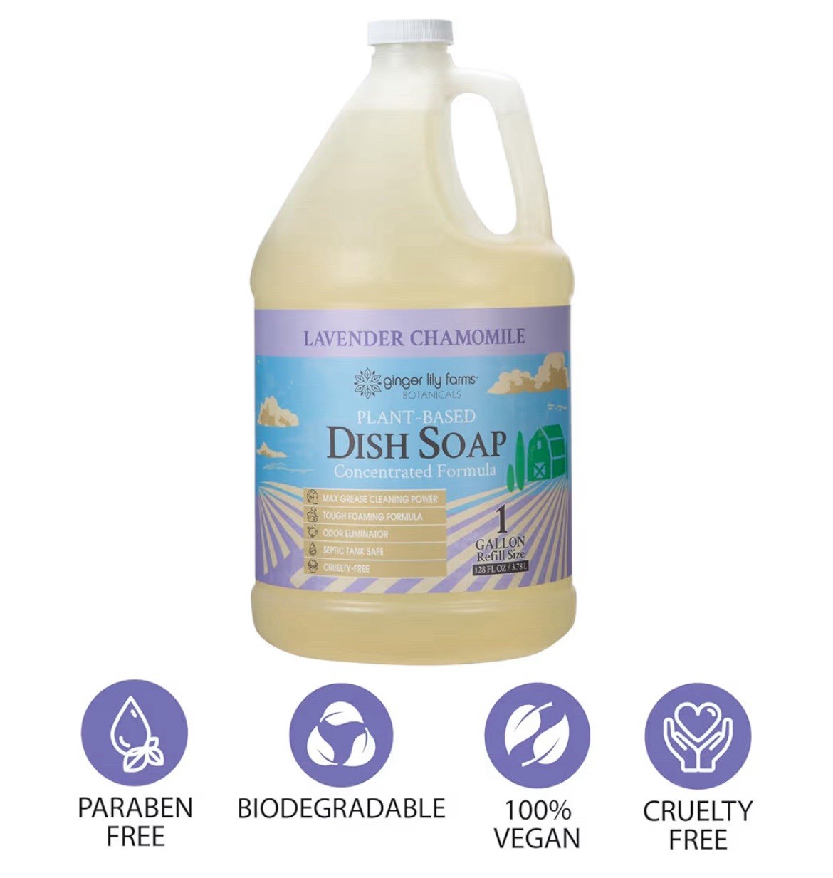 1 Gallon Lavender Chamomile Dish Soap Refill Plant-Based Liquid Bulk 128oz