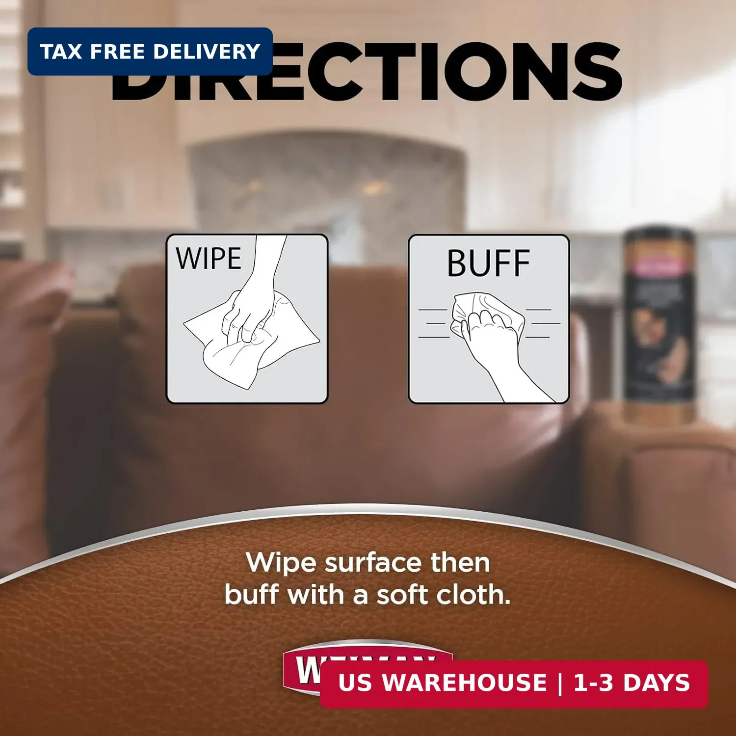 Weiman Leather Cleaner Wipes – Clean Condition UV Protection Help Prevent Cracki