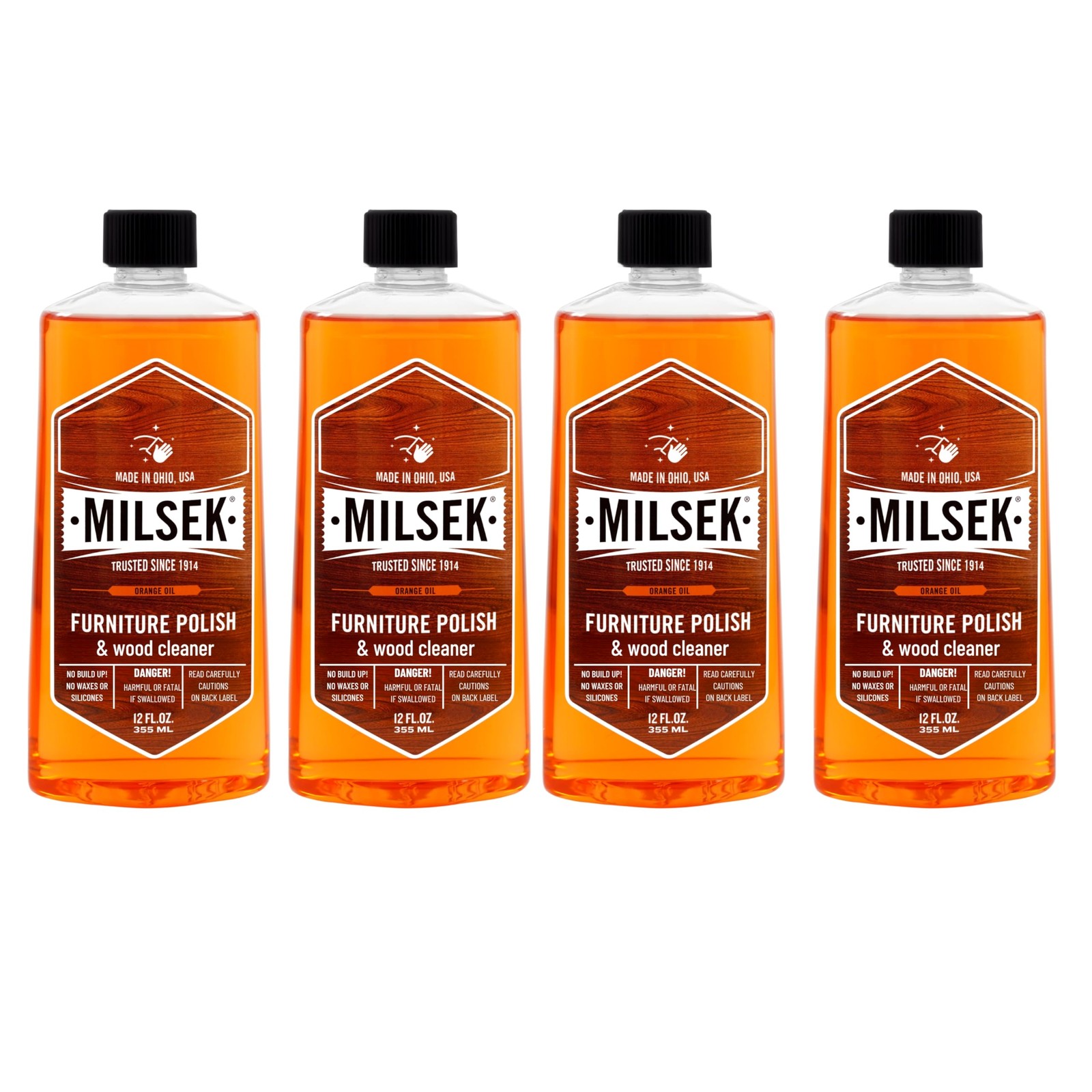 Orange Oil Furniture Polish Cleaner 12 Fl Oz 4 PCS Wood Care Restore