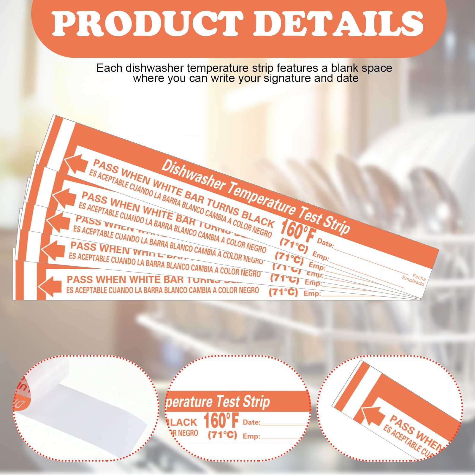 25 Pcs Dishwasher Temperature Strips Dishwasher 160° F Temp Stickers 160 Degr…