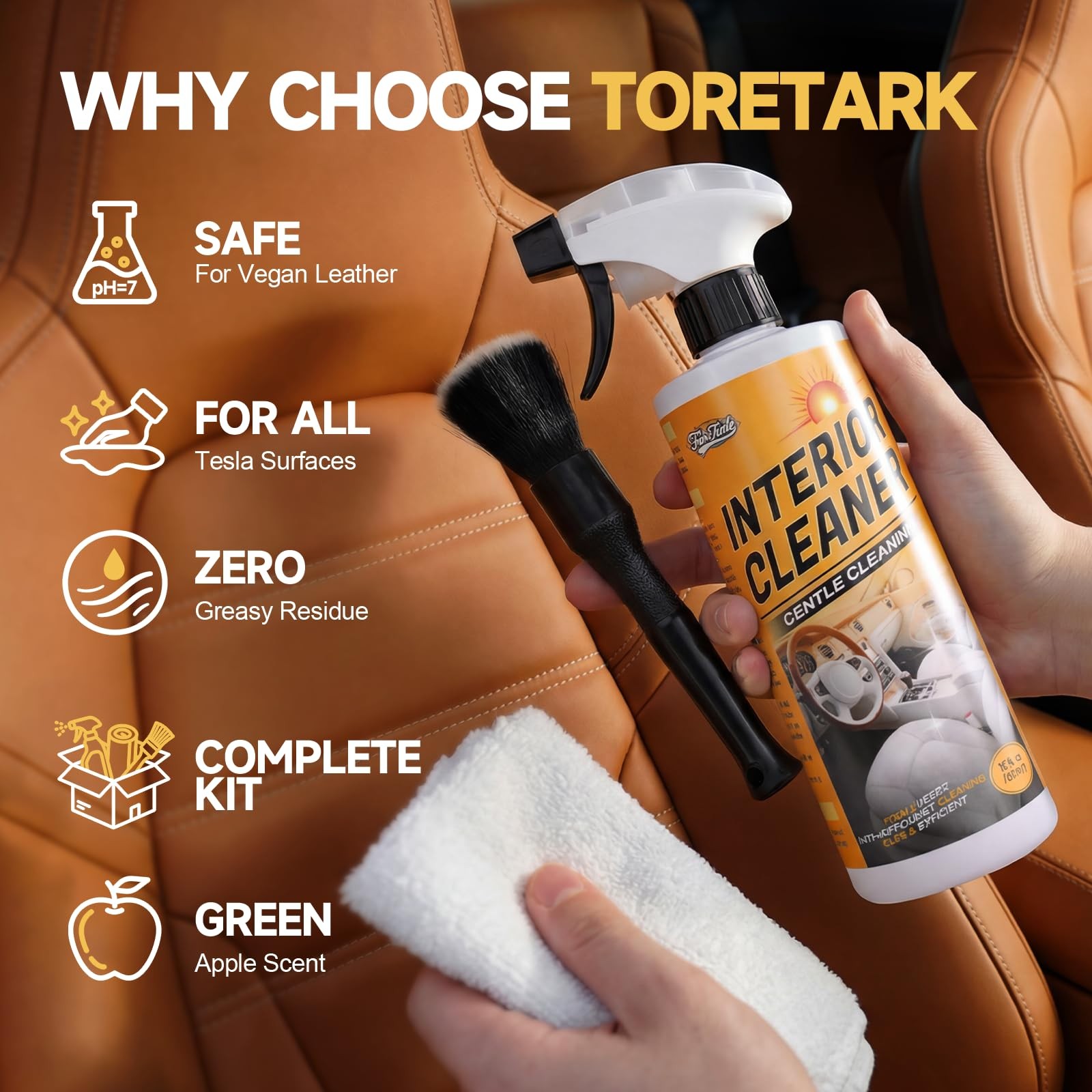toretark Interior Car Cleaner Kit for Tesla, pH-Neutral Safe for All Surface,…
