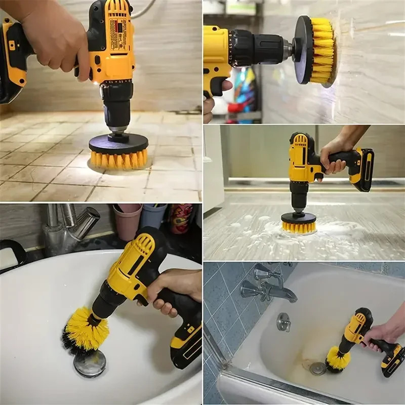 3-Piece Power Scrubber Drill Brush Set for Cleaning Grout, Tile, and Surfaces