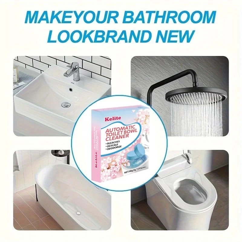 Toilet Bowl Cleaners – 12 Pack, Automatic Tank Tablets for Deodorizing & Descali
