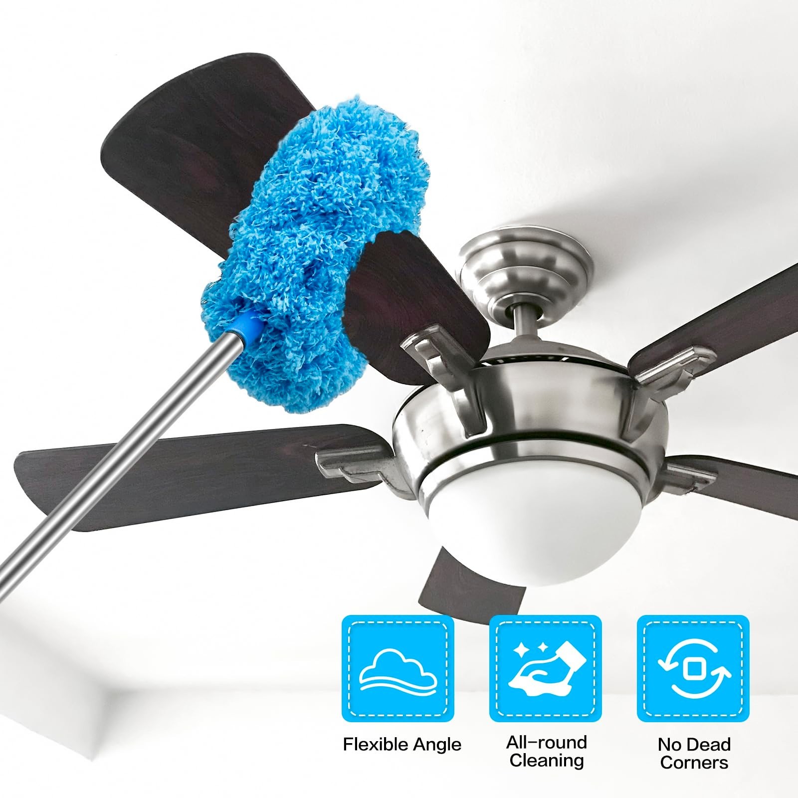 Ceiling Fan Blade Cleaner Duster with Extension Pole, Adjustable 13-49.7″ – Reus