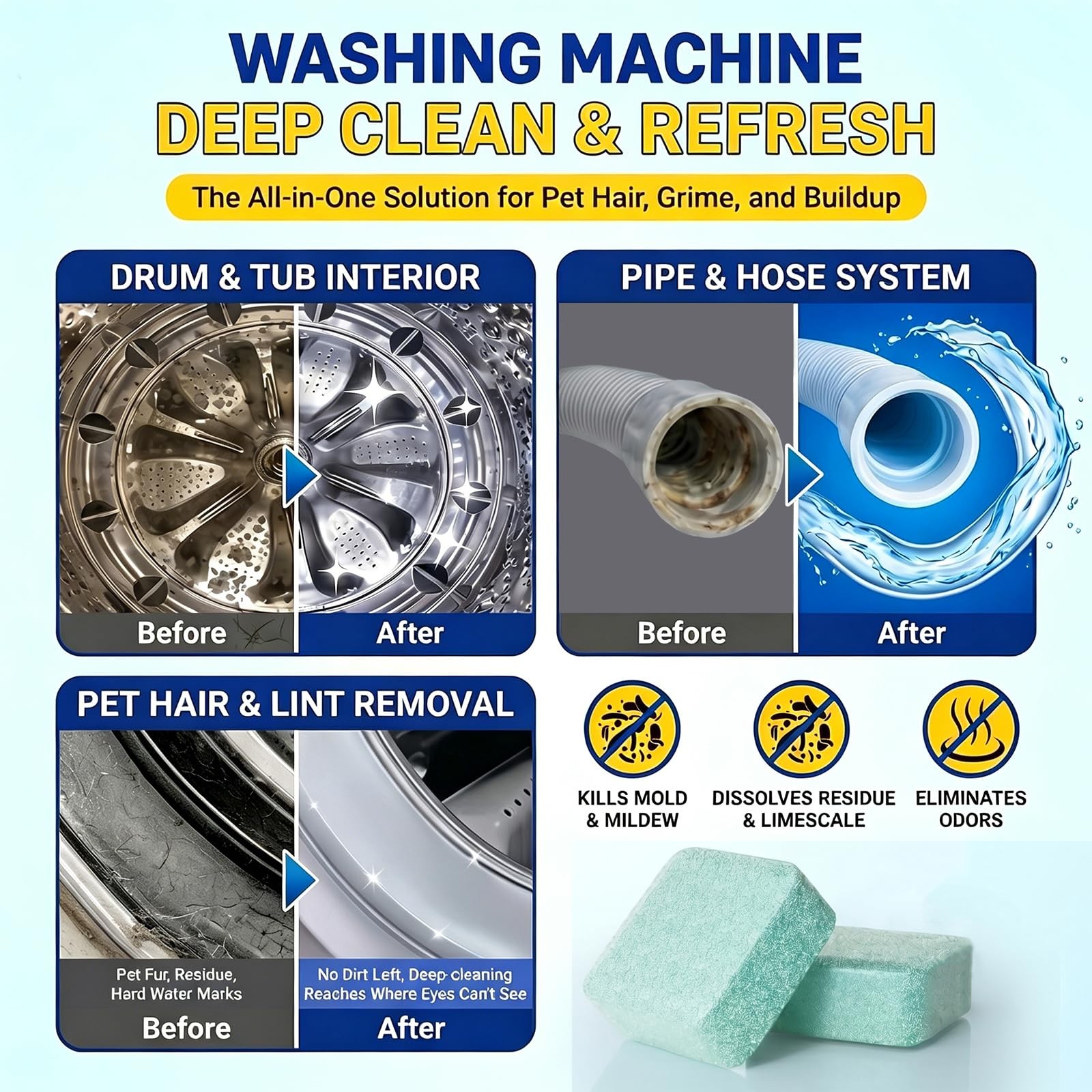 Washing Machine Cleaner -15 Pack, Formulated for Pet Owners | Compatible with…